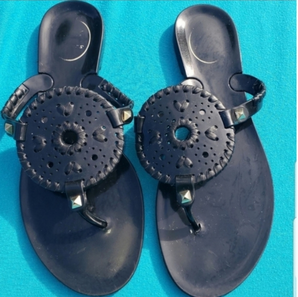 Jack Rogers Black Georgica Jelly Thong Sandals - Picture 3 of 5